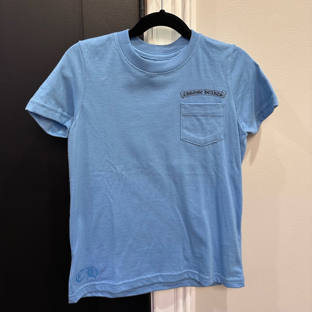 Chrome Hearts Blue Scroll Logo Short Sleeve Tee